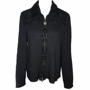 ST. JOHN SPORT | Collared Black Sweater Cardigan Women’s Size Large